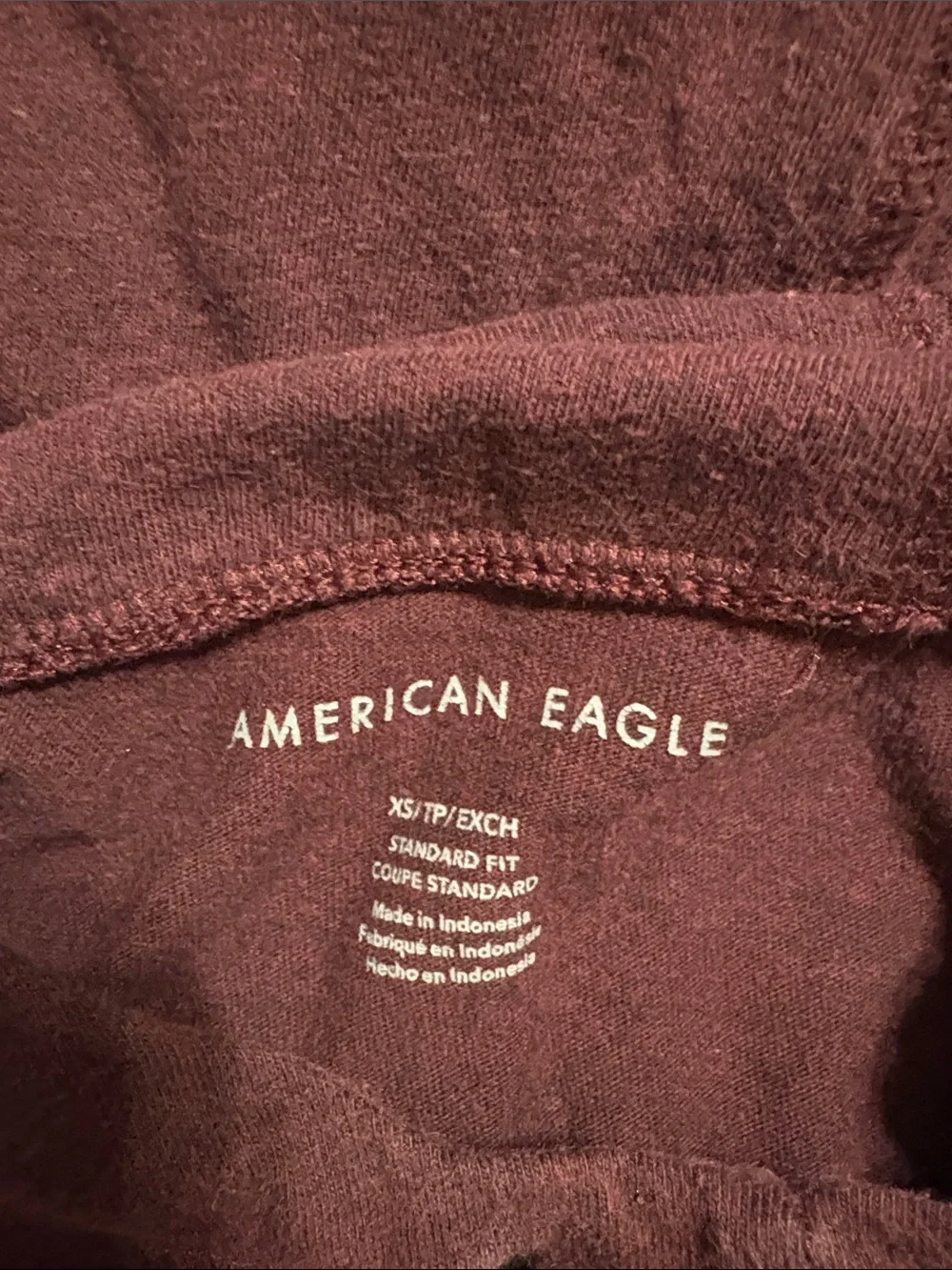 American Eagle Outfitters Maroon Crewneck Hoodie with Gray Accents